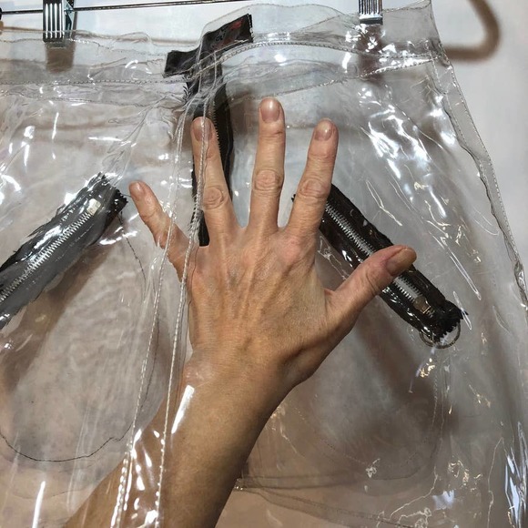 Vintage 90’s  NYC Clear PVC Plastic mini skirt with front Zip RARE - Picture 4 of 10